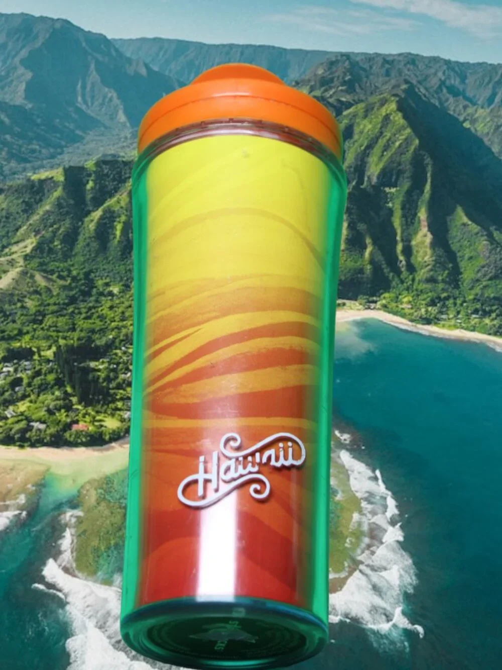 Starbucks Coffee Hawaii Orange Red Lava Sunset 2011 Travel Tumbler Mug 12 oz Cup